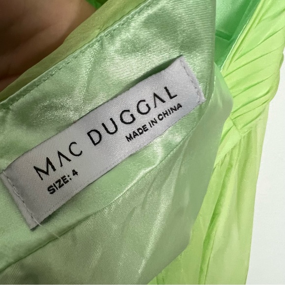 NEW Mac Duggal Indy Ruffle Tiered Cutout Chiffon Gown Mint Green Maxi Dress 4 - Picture 15 of 15